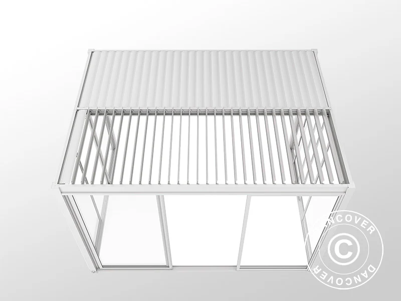 Bioklimatyczna pergola San Pablo Alu+ z drzwiami przesuwnymi, 4x4m, Biała - Image 10