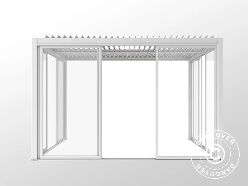 Bioklimatyczna pergola San Pablo Alu+ z drzwiami przesuwnymi, 4x4m, Biała - Image 8
