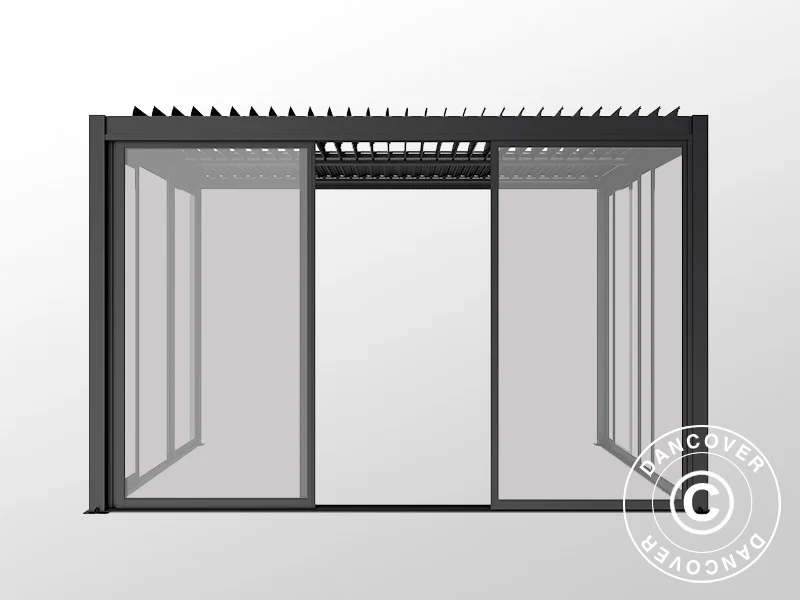 Bioklimatyczna pergola San Pablo Alu+ z drzwiami przesuwnymi, 4x4m, Czarna - Image 7