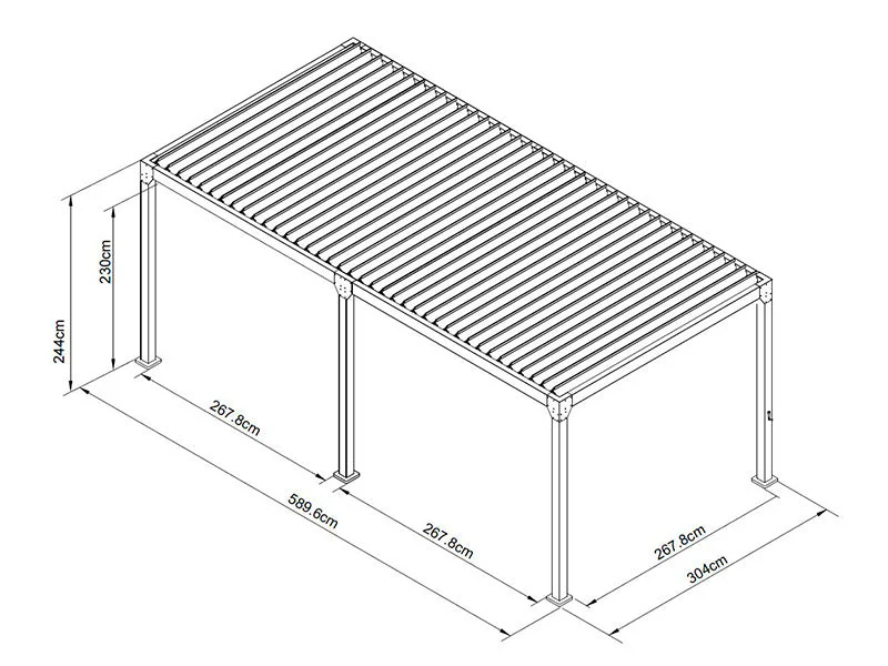 Bioklimatyczny pawilon pergolowy Monterey S2, 3x6m, Czarny - Image 7