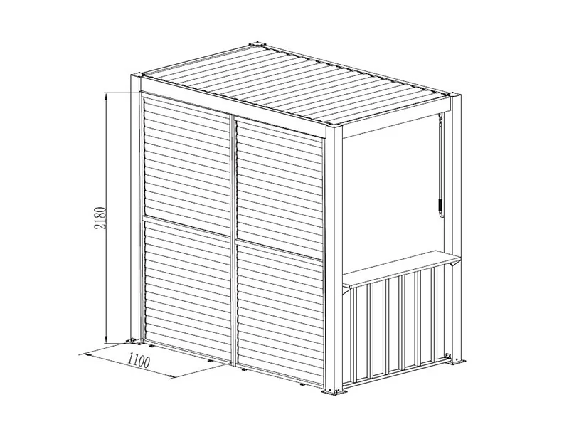 Ściana żaluzjowa do pergoli grillowej San Juan, 1,1x2,18m, Czarna/Imitacja drewna, 1 szt. - Image 6