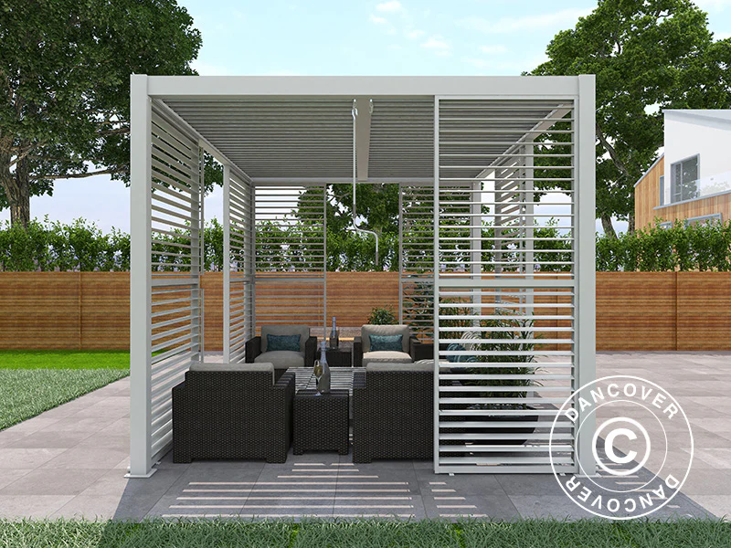 Ścianka żaluzjowa do bioklimatycznej pawilonu pergola San Pablo, 0,90x2,175m, Biały - Image 2
