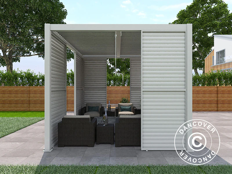 Ścianka żaluzjowa do bioklimatycznej pawilonu pergola San Pablo, 0,90x2,175m, Biały - Image 3
