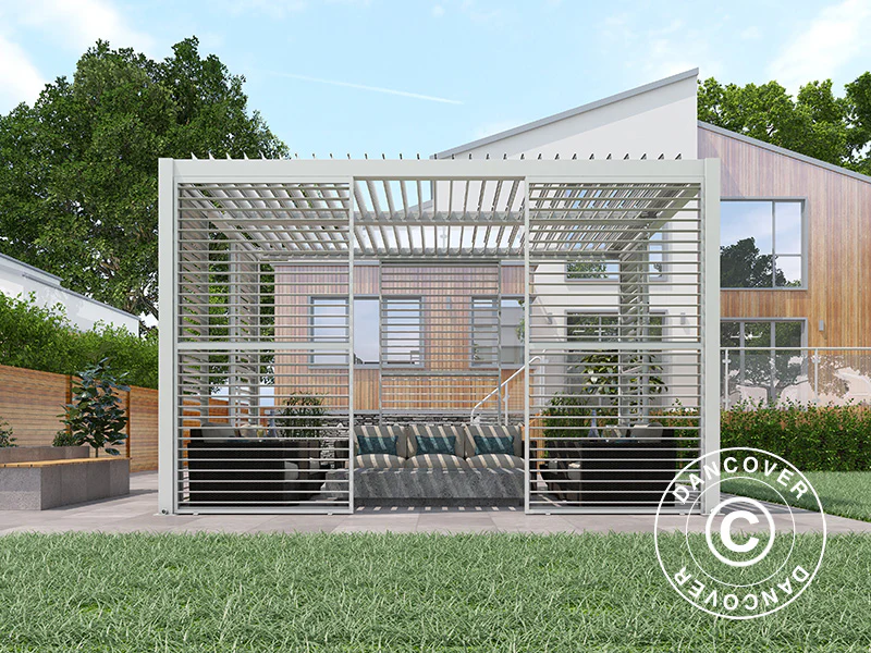 Ścianka żaluzjowa do bioklimatycznej pawilonu pergola San Pablo, 1,23x2,175m, Biały - Image 2
