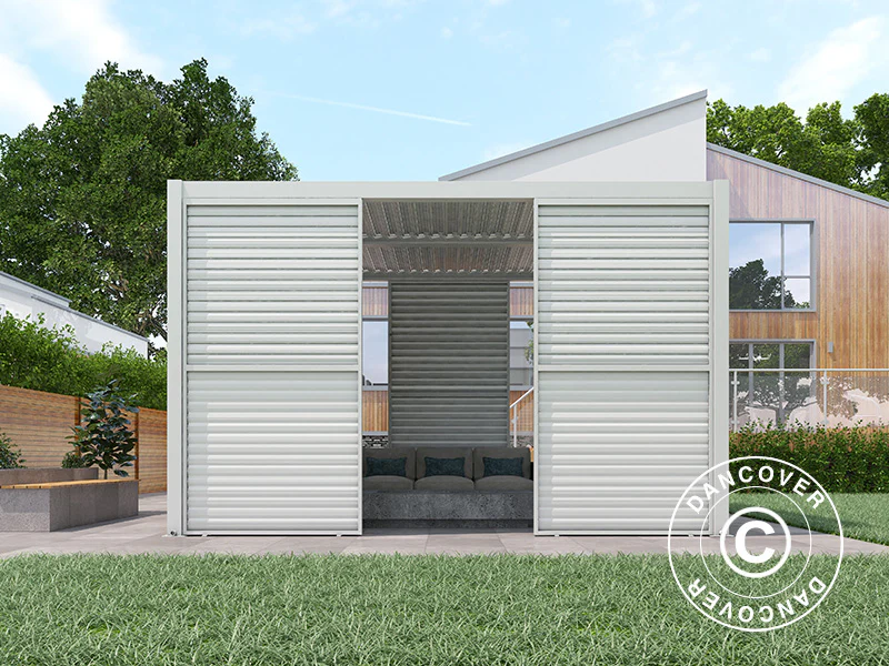Ścianka żaluzjowa do bioklimatycznej pawilonu pergola San Pablo, 1,23x2,175m, Biały - Image 4