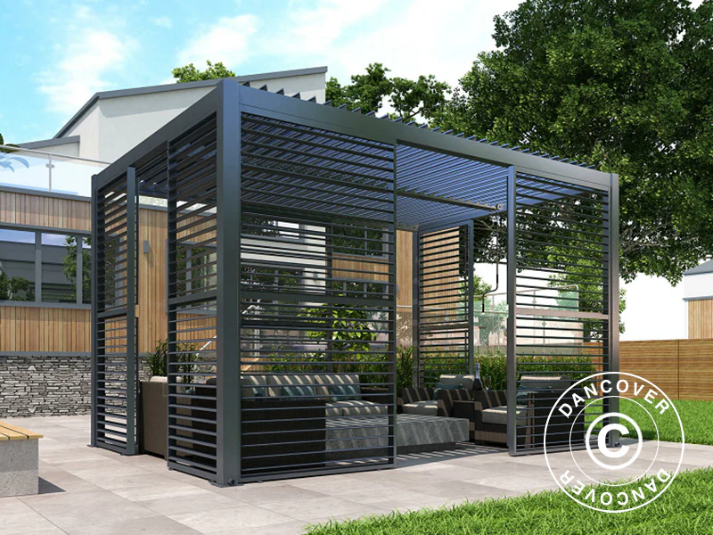 Ścianka żaluzjowa do bioklimatycznej pawilonu pergola San Pablo, 1,23x2,175m, Czarny - Image 2