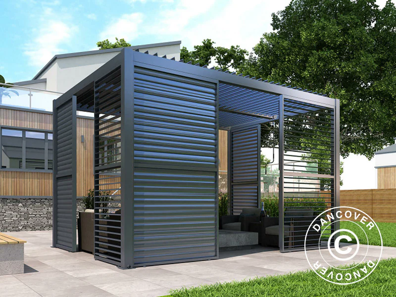 Ścianka żaluzjowa do bioklimatycznej pawilonu pergola San Pablo, 1,23x2,175m, Czarny - Image 3
