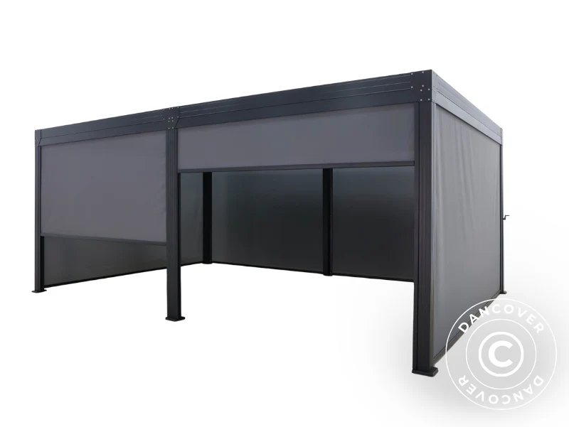 Ścianka boczna do bioklimatycznego pawilonu pergolowego Monterey S2, 4m, Ciemny szary - Image 11