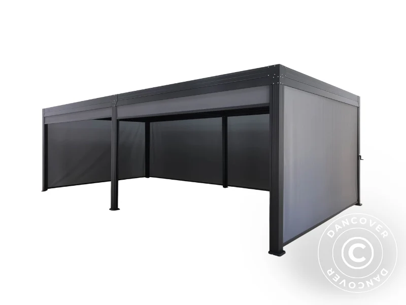 Ścianka boczna do bioklimatycznego pawilonu pergolowego Monterey S2, 4m, Ciemny szary - Image 12