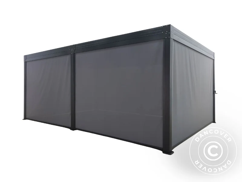 Ścianka boczna do bioklimatycznego pawilonu pergolowego Monterey S2, 4m, Ciemny szary - Image 8