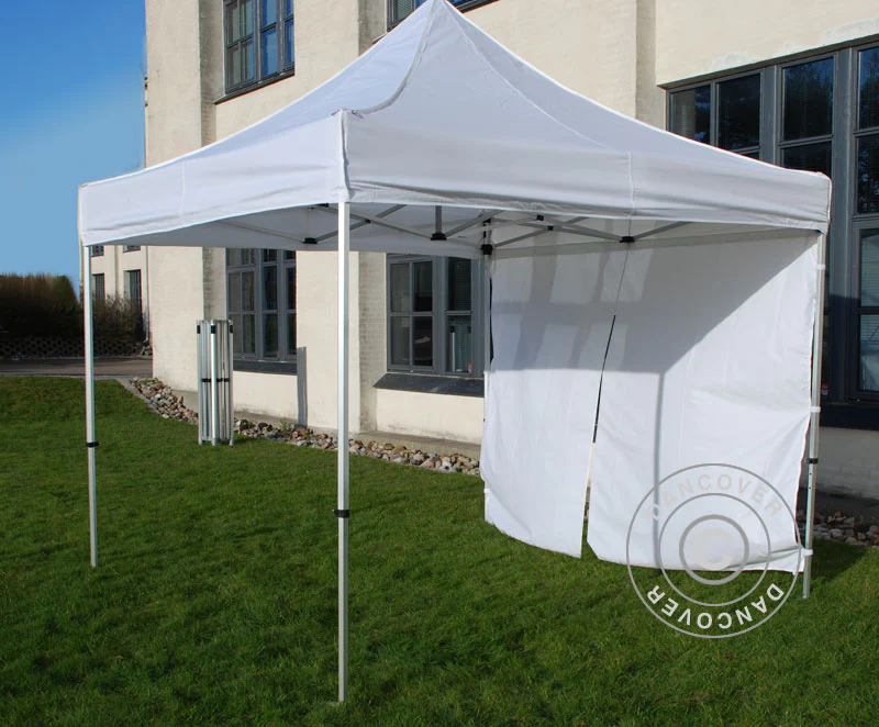 Ścianka boczna z zamkiem błyskawicznym do FleXtents, 5m, Biała - Image 4