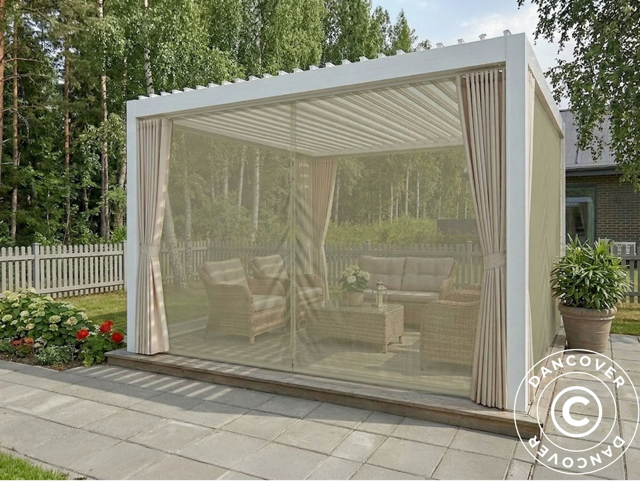 Ścianki boczne i moskitiera do bioklimatycznego pawilonu ogrodowego pergola San Pablo, 3x3m, bezowy - Image 5