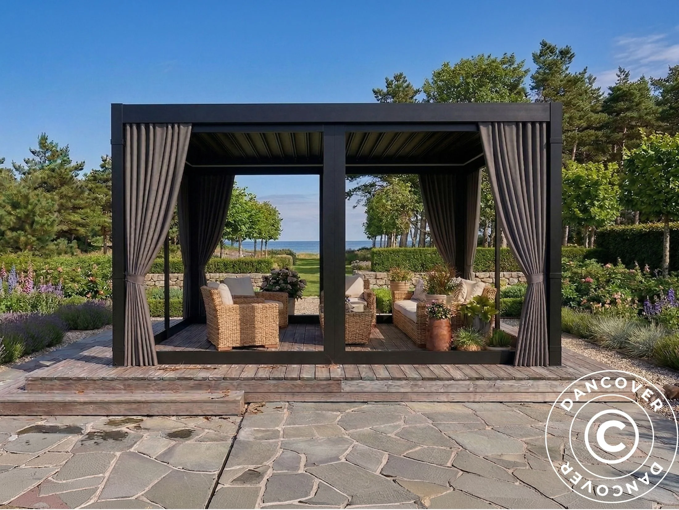 Ścianki boczne i moskitiera do bioklimatycznego pawilonu ogrodowego pergola San Pablo, 3x3m, Szary - Image 2