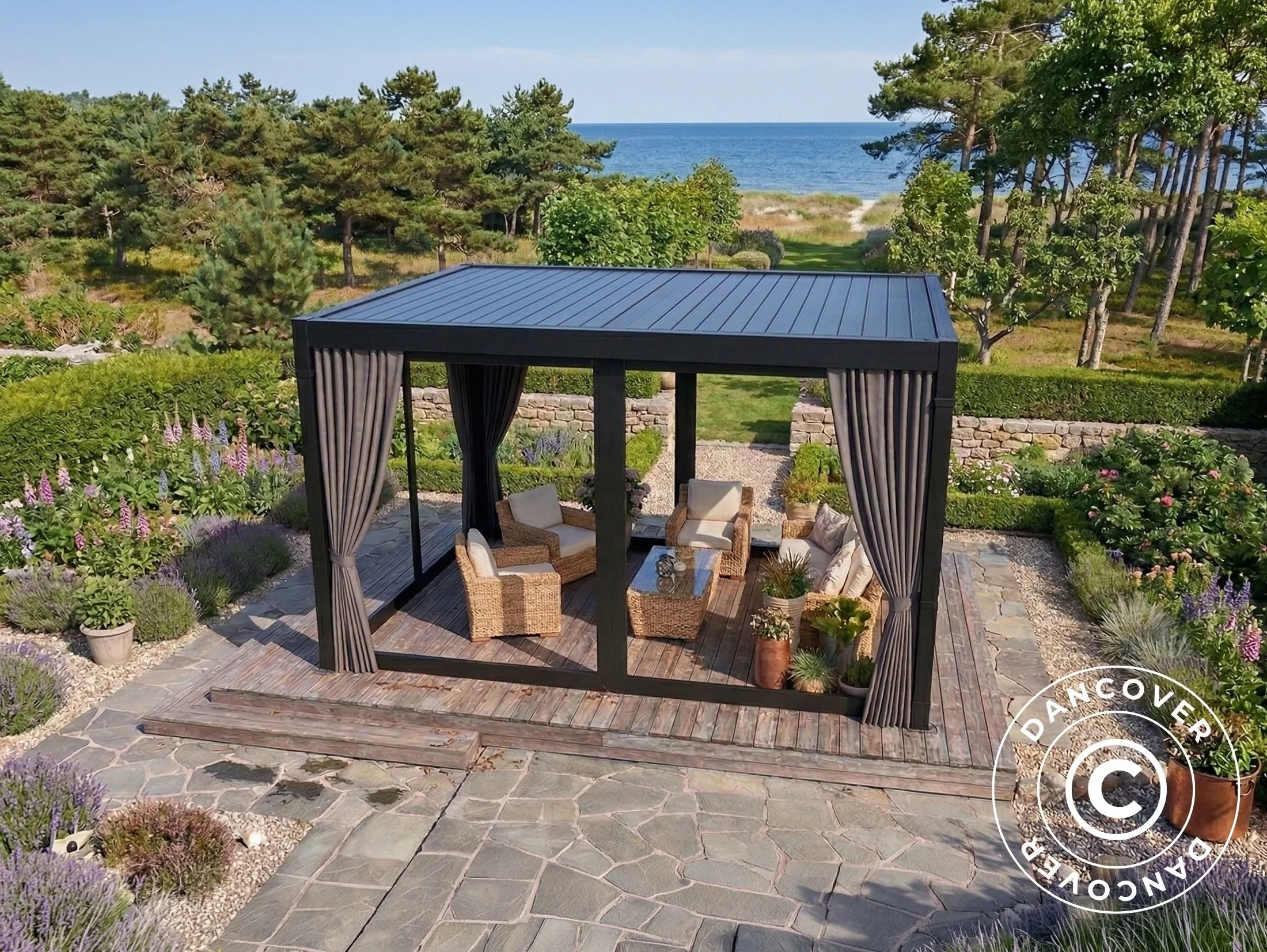 Ścianki boczne i moskitiera do bioklimatycznego pawilonu ogrodowego pergola San Pablo, 3x3m, Szary - Image 3