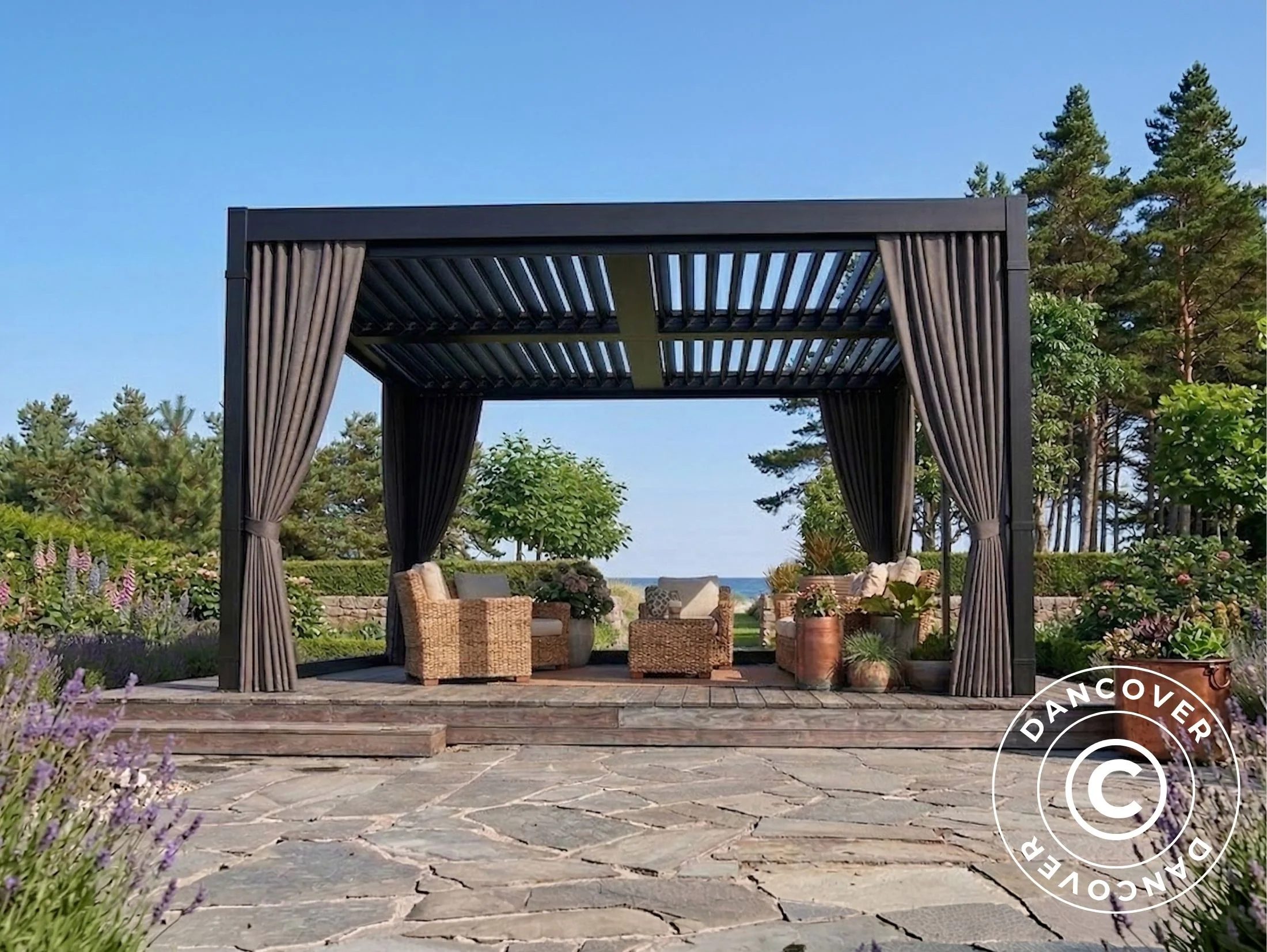 Ścianki boczne i moskitiera do bioklimatycznego pawilonu ogrodowego pergola San Pablo, 3x3m, Szary - Image 4