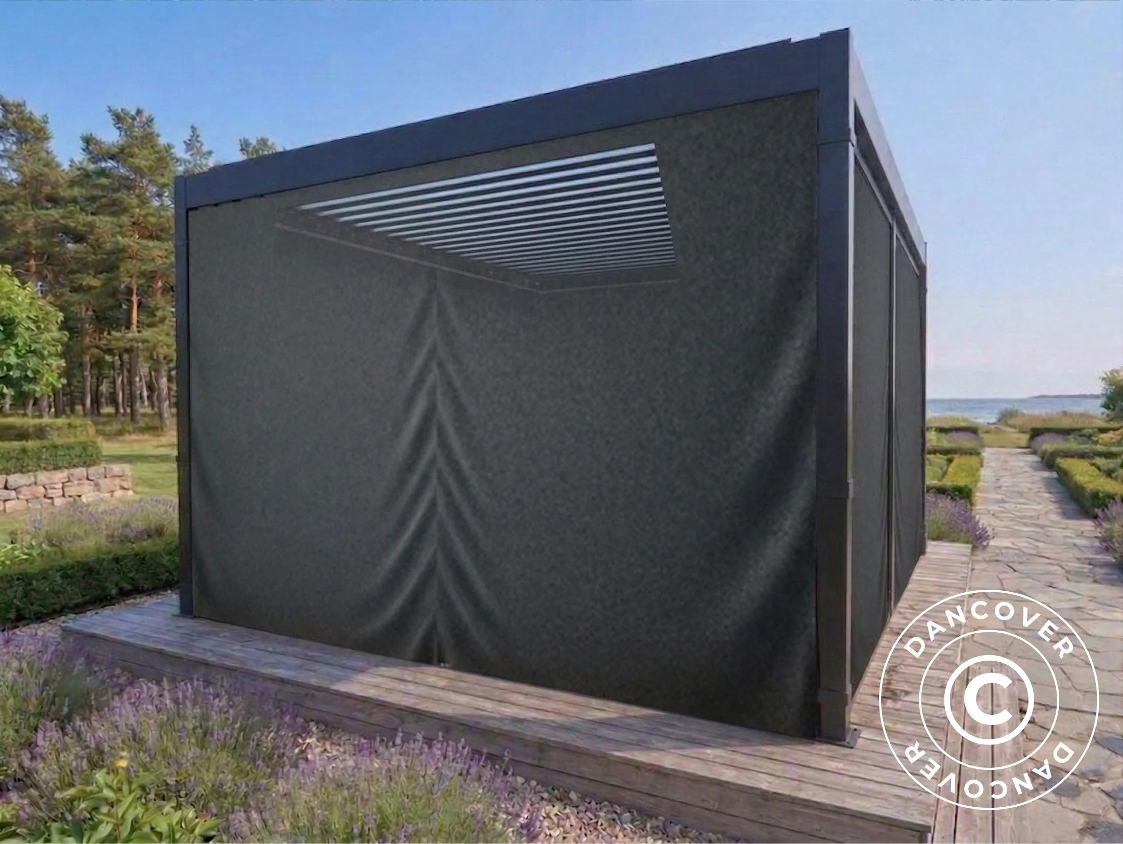 Ścianki boczne i moskitiera do bioklimatycznego pawilonu ogrodowego pergola San Pablo, 3x3m, Szary - Image 7