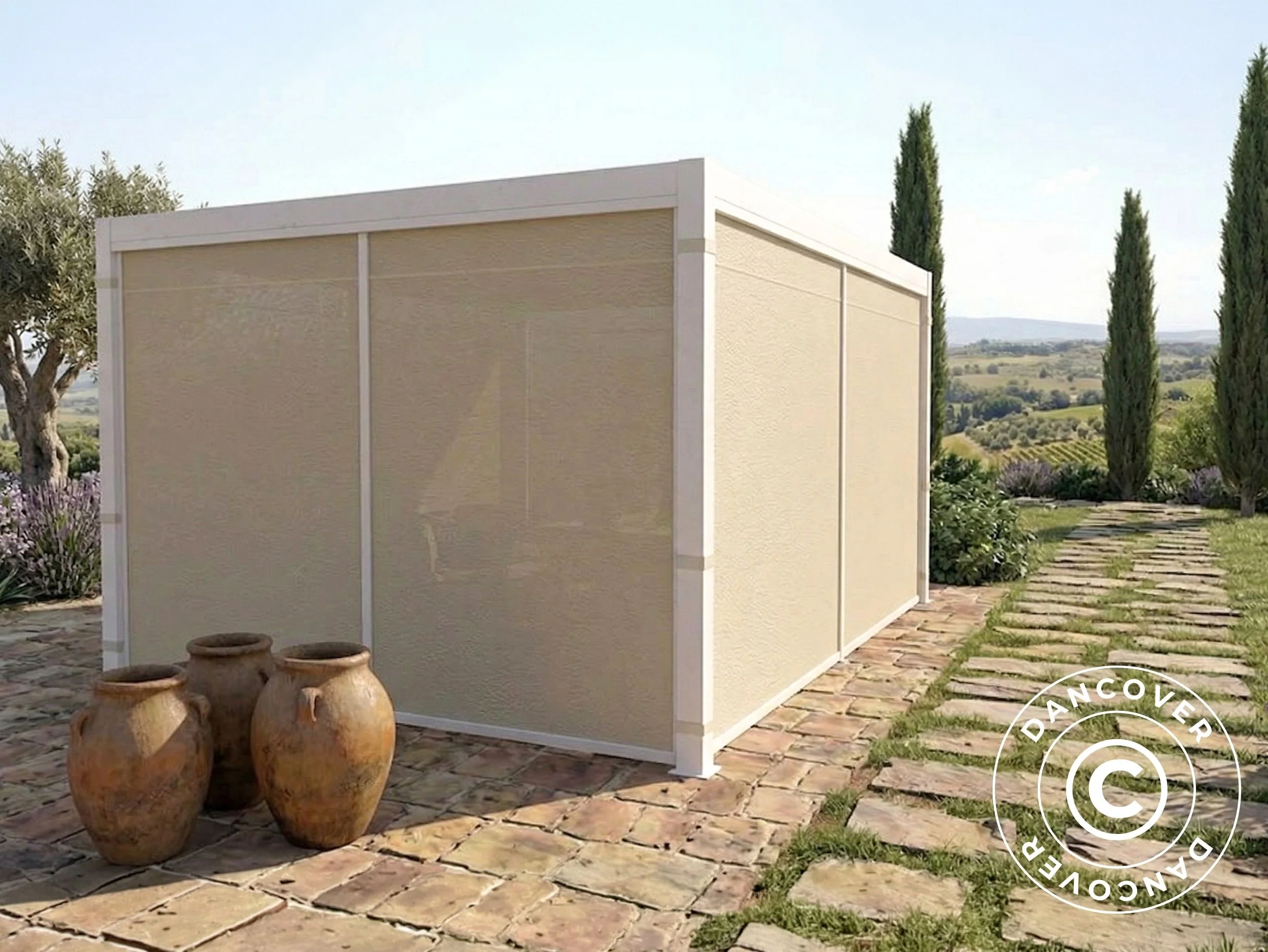 Ścianki boczne i moskitiera do bioklimatycznego pawilonu ogrodowego pergola San Pablo, 3x4m, bezowy - Image 4