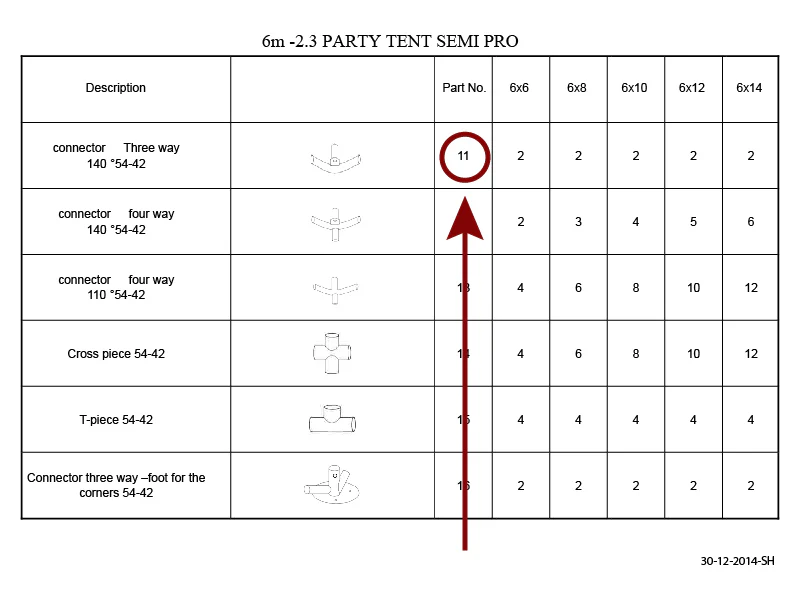 Część zamienna, łącznik 3-stronny, Ø42+Ø54mm, 140° - Image 3