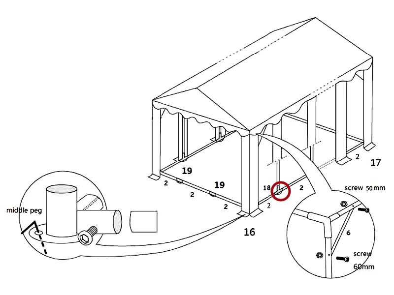 łącznik 3-stronny do listwy usztywniającej, Ø42+Ø54mm - Image 4