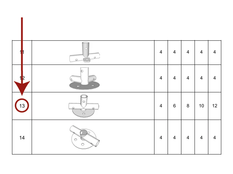 łącznik 3-stronny do listwy usztywniającej, Ø42mm, 250x80mm - Image 2