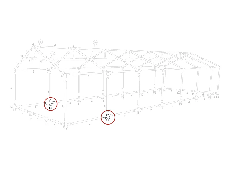 łącznik 3-stronny do listwy usztywniającej, Ø42mm, 250x80mm - Image 3