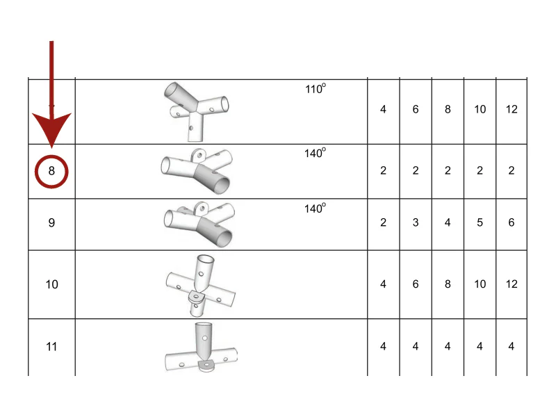 łącznik 3-stronny, Ø42mm, 140° - Image 3