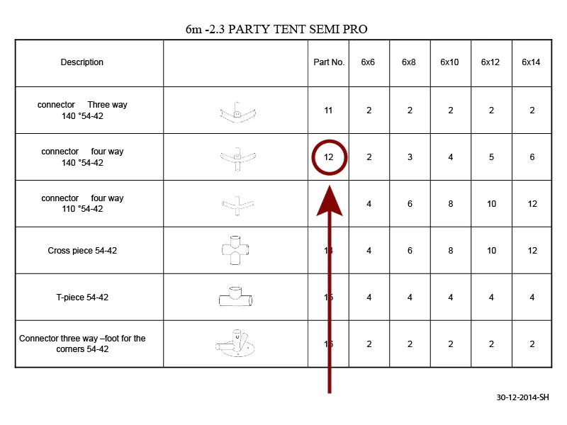 łącznik 4-stronny, Ø42+Ø54mm, 140° - Image 3