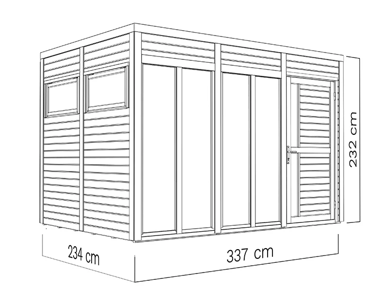 Domek drewniany, Bertilo Cubus 3O, 3,37x2,34x2,32m, Naturalne drewno - Image 9