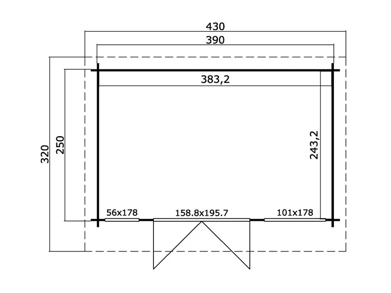 Domek drewniany Lugano 2,5x3,9x2,34m, 34mm, Naturalny - Image 3