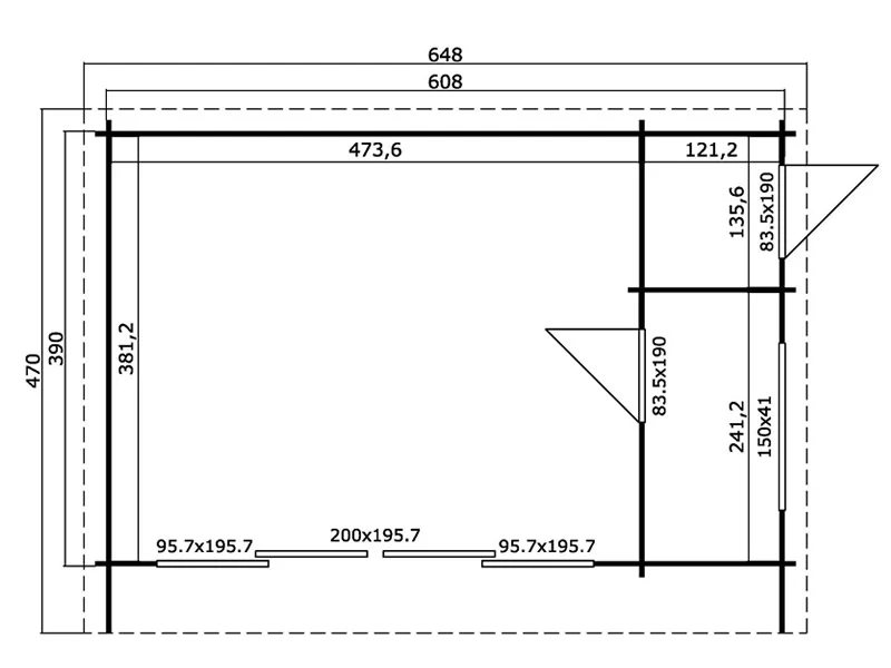 Domek drewniany Milano, 6,08x3,9x2,45m, 44mm, Ciemny szary - Image 5
