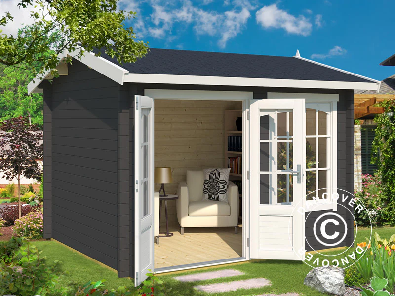 Domek drewniany Stavanger 3x2,5x2,45m, 44mm, Ciemny szary - Image 2