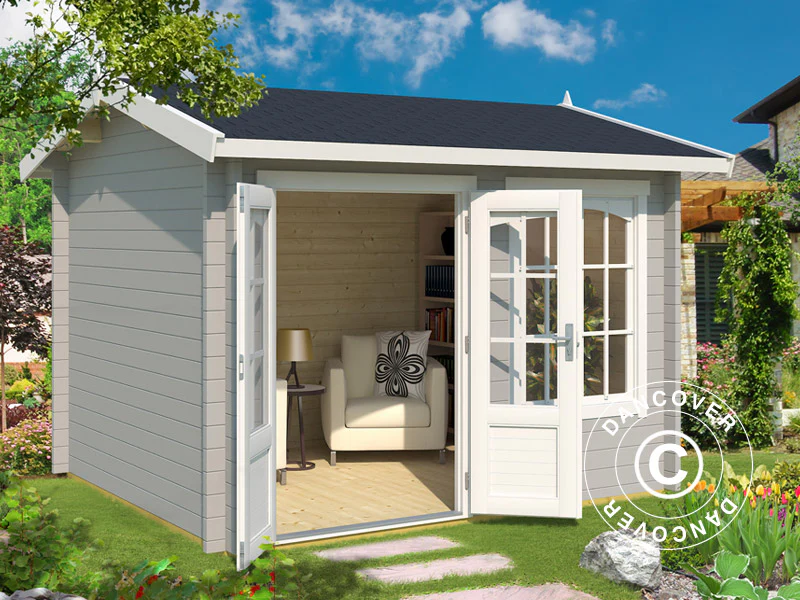 Domek drewniany Stavanger 3x2,5x2,45m, 44mm, Jasny szary - Image 2