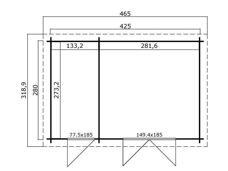 Drewniana szopa, domek Riga 4,25x2,8x2,22m, 34mm, 11,3m², Naturalny - Image 8