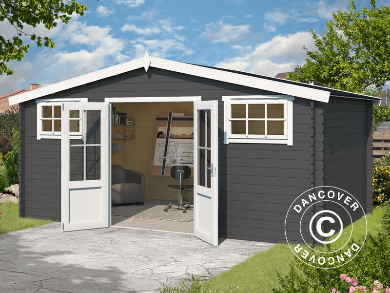 Drewniana szopa, domek Sandvika 4,8x2,92x2,45m, 28mm, 13,59m², Ciemny szary - Image 2