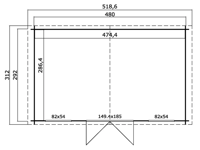Drewniana szopa, domek Sandvika 4,8x2,92x2,45m, 28mm, 13,59m², Ciemny szary - Image 7