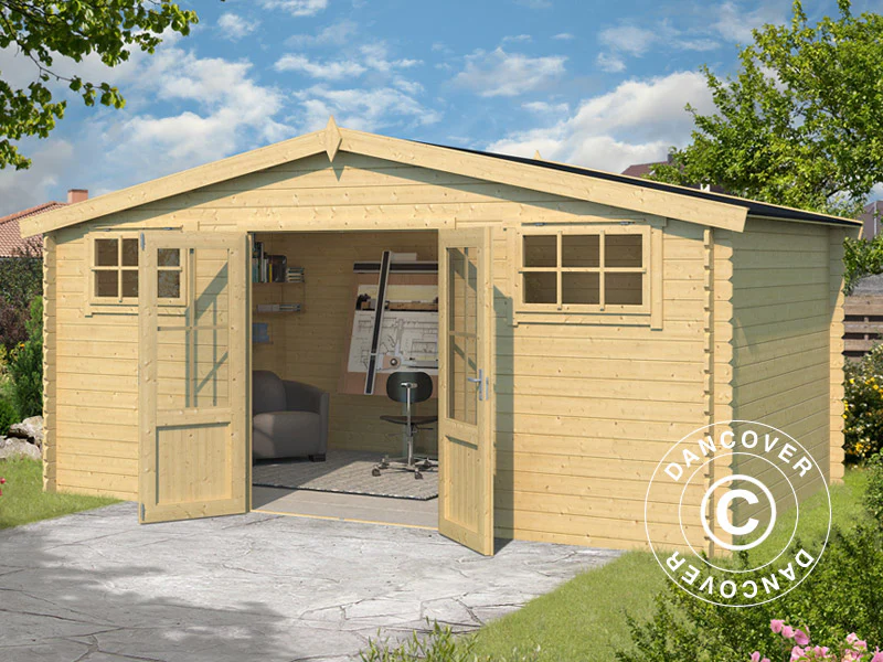 Drewniana szopa, domek Sandvika 4,8x2,92x2,45m, 28mm, 13,59m², Naturalne drewno - Image 2
