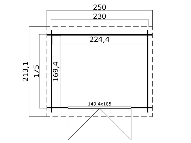 Drewniana szopa Hagen 2,3x1,75x2,11m, 28mm, 3,8m², Ciemny szary - Image 3