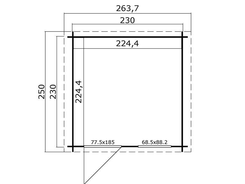 Drewniana szopa Lyon 2,3x2,3x2,34m, 28mm, 5,4m², Jasny szary - Image 5