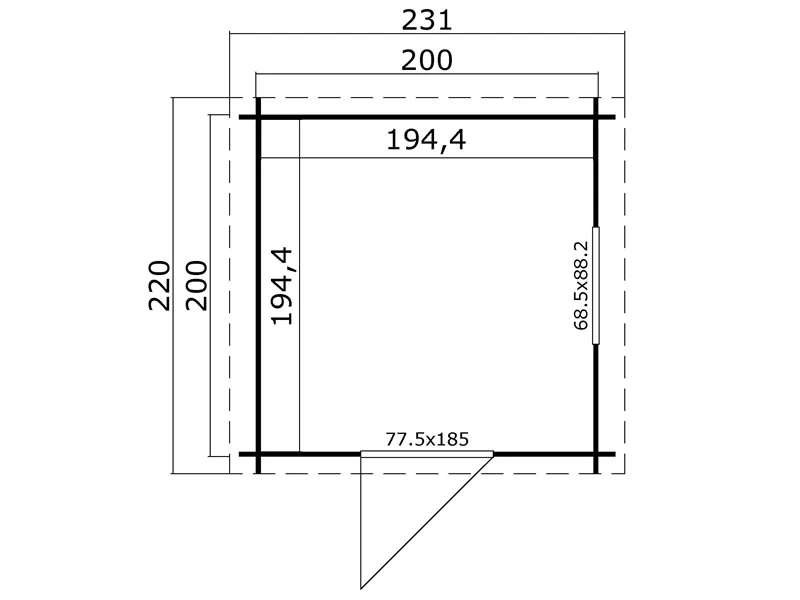 Drewniana szopa Lyon 2x2x2,34m, 28mm, 3,78m², Naturalny - Image 5