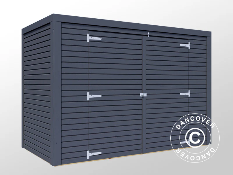Drewniana szopa na rowery, Bertilo Box Bike, 2,07x1,03x1,43m, 2,1m², Antracyt - Image 2