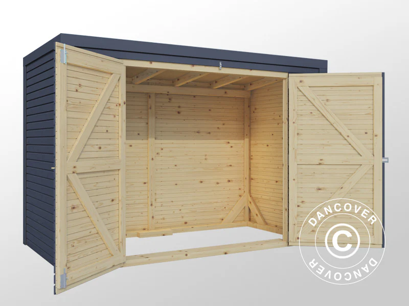 Drewniana szopa na rowery, Bertilo Box Bike, 2,07x1,03x1,43m, 2,1m², Antracyt - Image 5