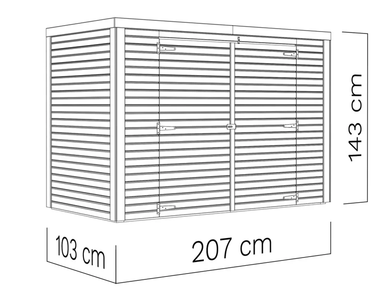 Drewniana szopa na rowery, Bertilo Box Bike, 2,07x1,03x1,43m, 2,1m², Antracyt - Image 6