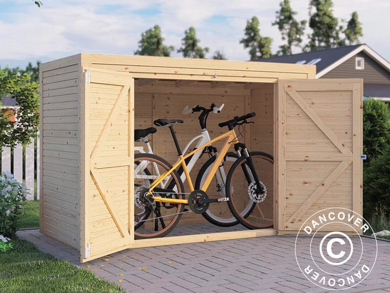 Drewniana szopa na rowery, Bertilo Box Bike, 2,07x1,03x1,43m, 2,1m², Naturalny - Image 2