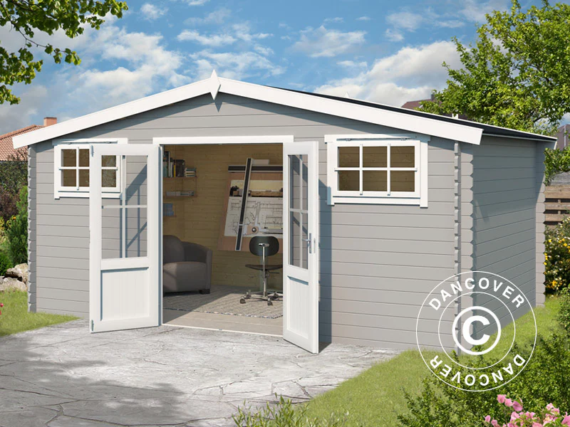 Drewniana szopa, domek Sandvika 4,8x2,92x2,45m, 28mm, 13,59m², Jasny szary - Image 2