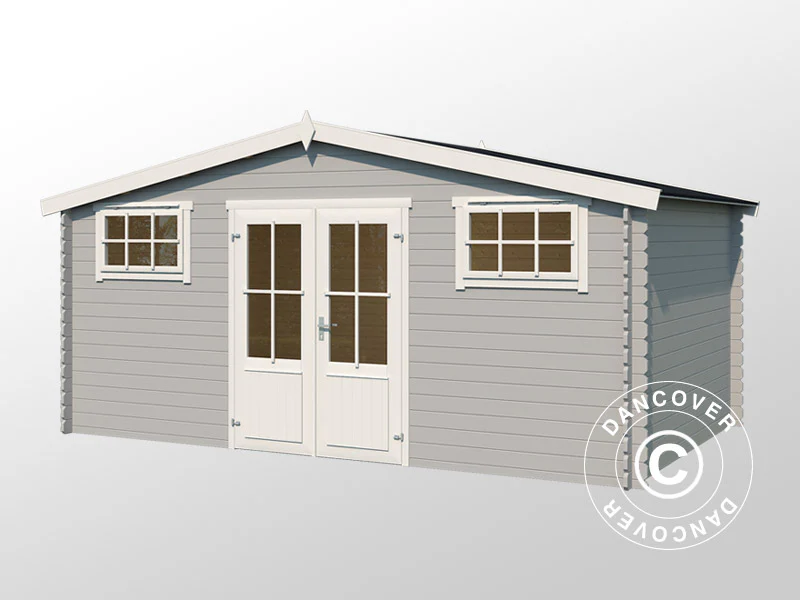 Drewniana szopa, domek Sandvika 4,8x2,92x2,45m, 28mm, 13,59m², Jasny szary - Image 3