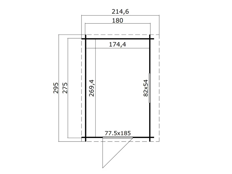 Drewniana szopa przyścienna Vanda 1,8x2,75x2,68m, 28mm, 4,7m², Naturalny - Image 8
