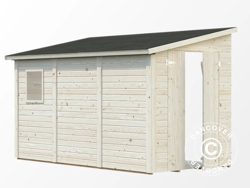 Drewniana szopa przyścienna z oknem, 1,65x3,32x2,1m, 5,4m², Naturalny - Image 2