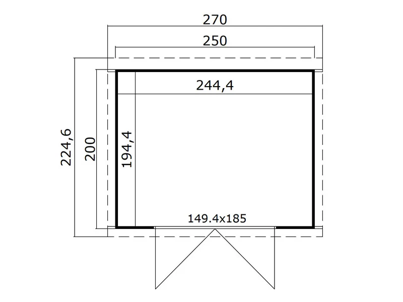 Drewniana szopa Torrent 2,5x2x2,11m, 28mm, 4,75m², Jasny szary - Image 4