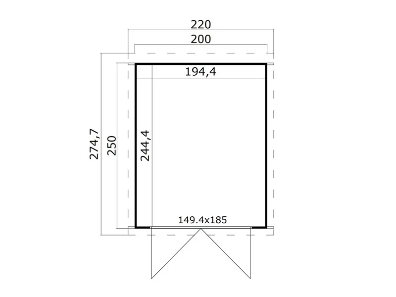 Drewniana szopa Torrent 2x2,5x2,11m, 28mm, 4,75m², Ciemny szary - Image 4