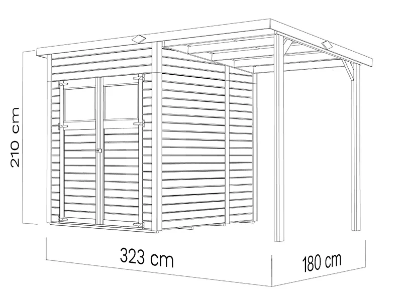 Drewniana szopa z daszkiem, Bertilo Amrum 2 Plus, 3,23x1,8x2,1m, 2,78m² + 3,03m² - Image 5